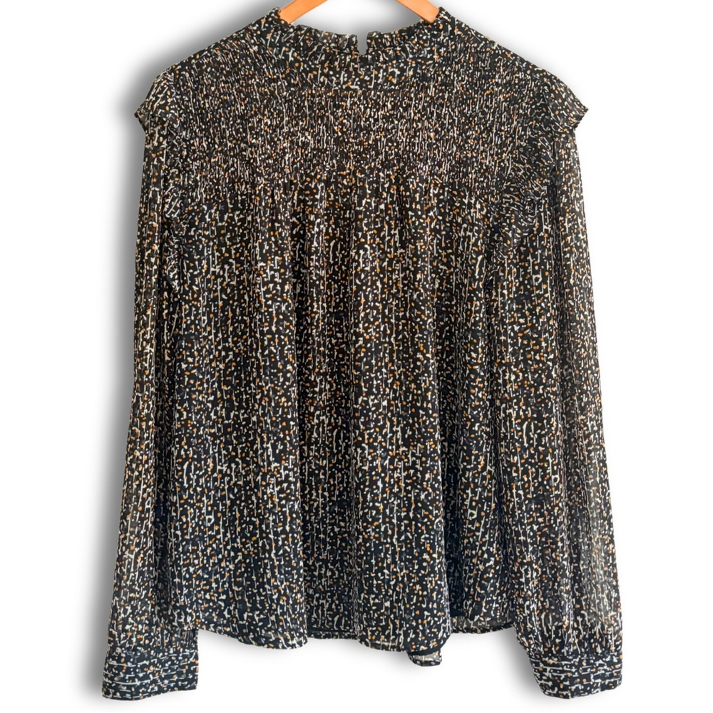 LOFT Ruffle Chiffon Speckled Keyhole Blouse XL